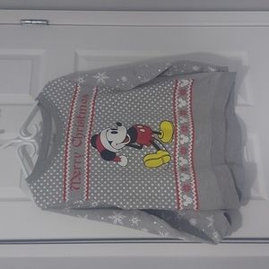 Disney Mickey Mouse Merry Christmas sweatshirt, snowflakes on sleeves